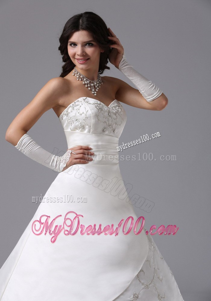 Ball Gown Sweetheart 2013 Modest Wedding Dress with Embroidery