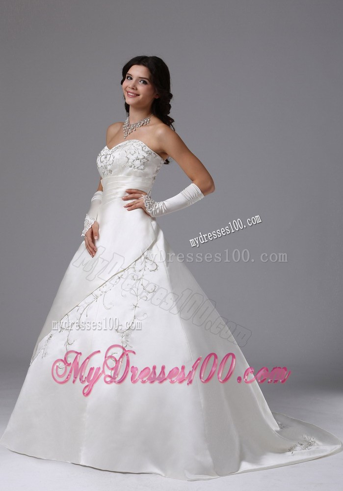 Ball Gown Sweetheart 2013 Modest Wedding Dress with Embroidery