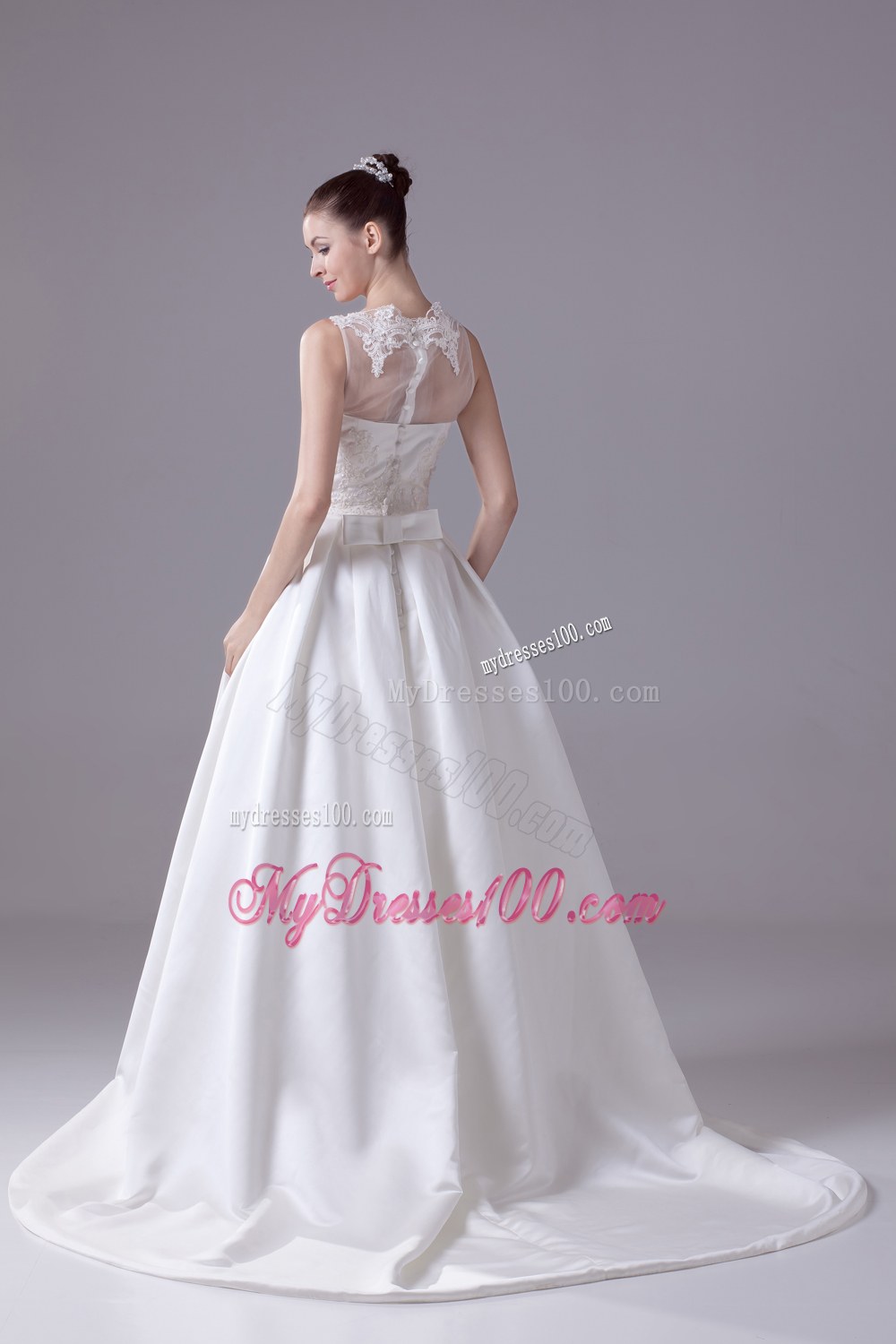 Bateau Neck New A-line / Princess Lace Wedding Dress