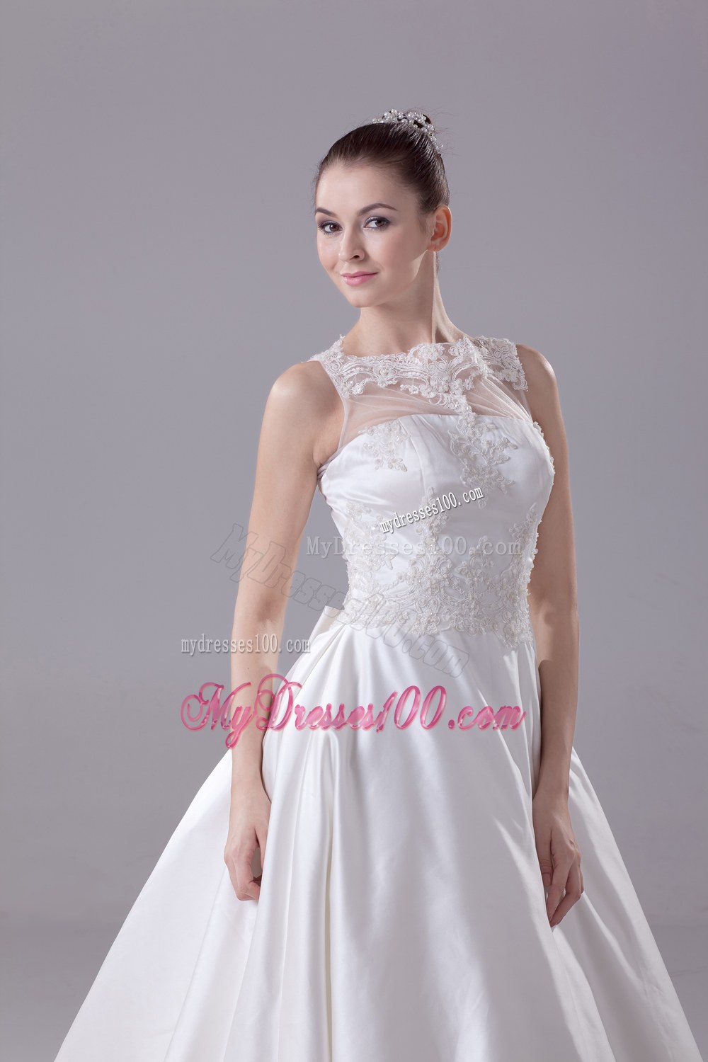 Bateau Neck New A-line / Princess Lace Wedding Dress