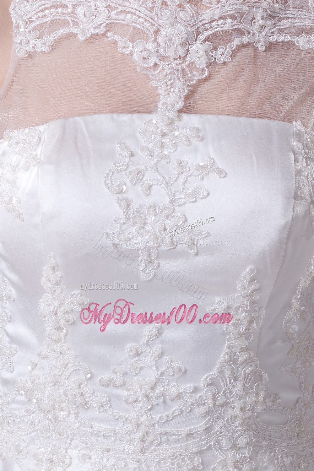 Bateau Neck New A-line / Princess Lace Wedding Dress