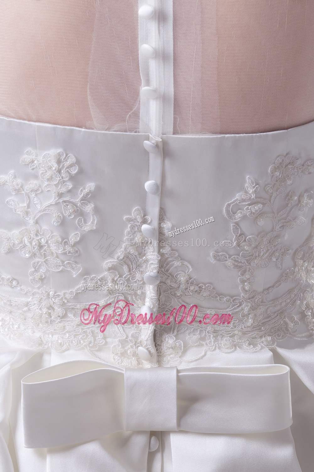 Bateau Neck New A-line / Princess Lace Wedding Dress