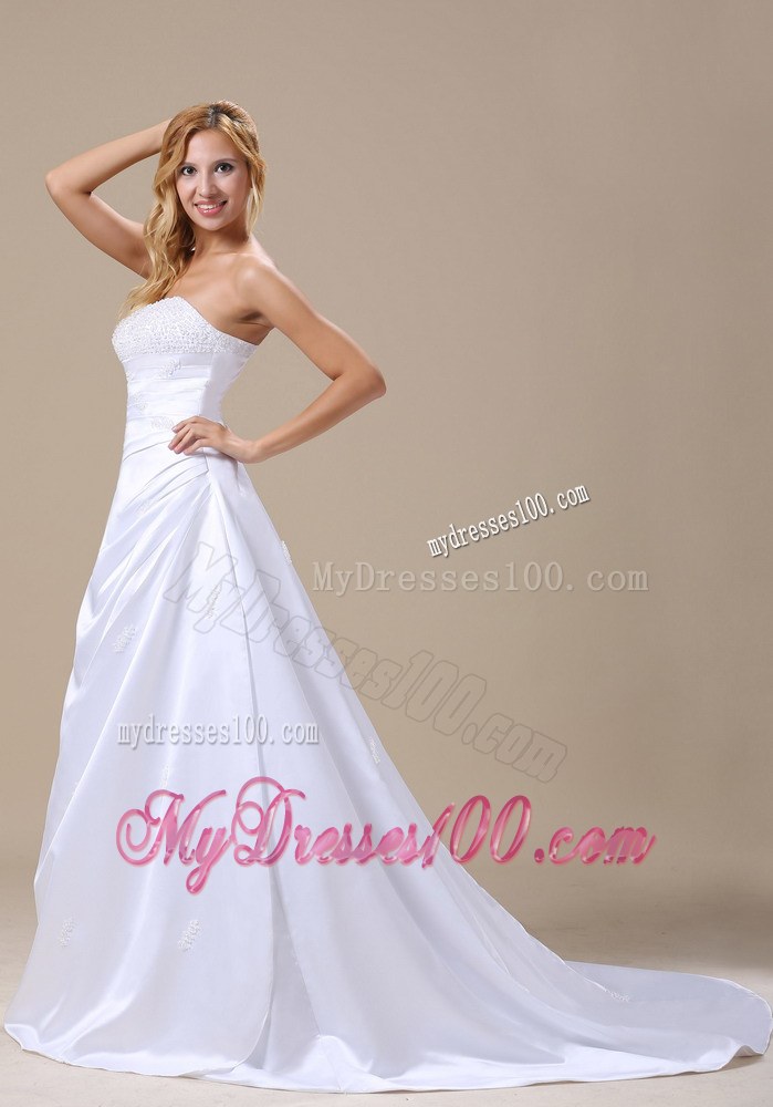 Romantic Beaded Decorate Bust and Appliques For 2013 Wedding Dress