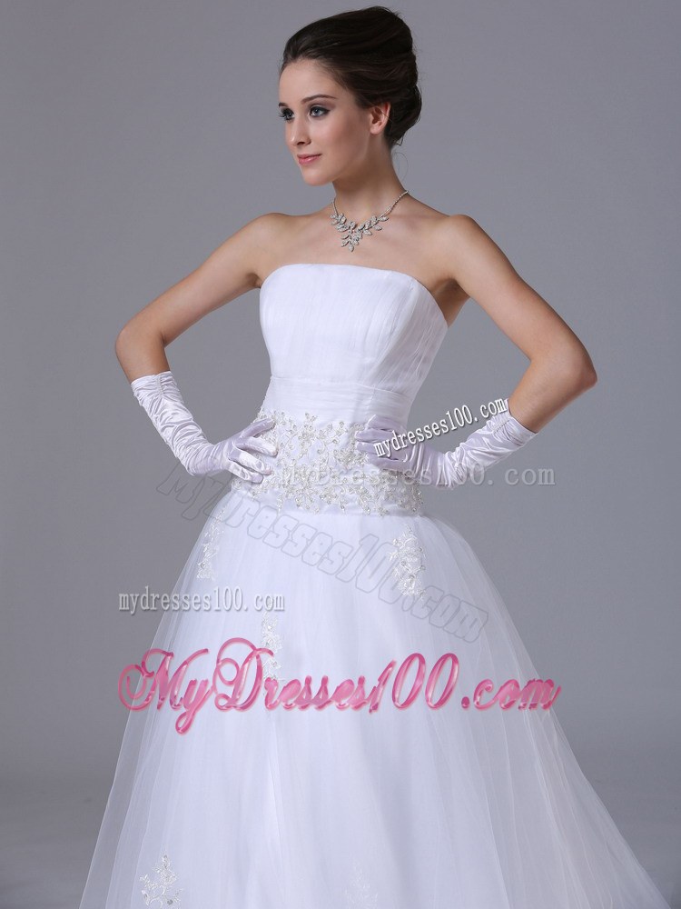 Beaded Decorate Waist Strapless Garden Wedding Dresses for 2013
