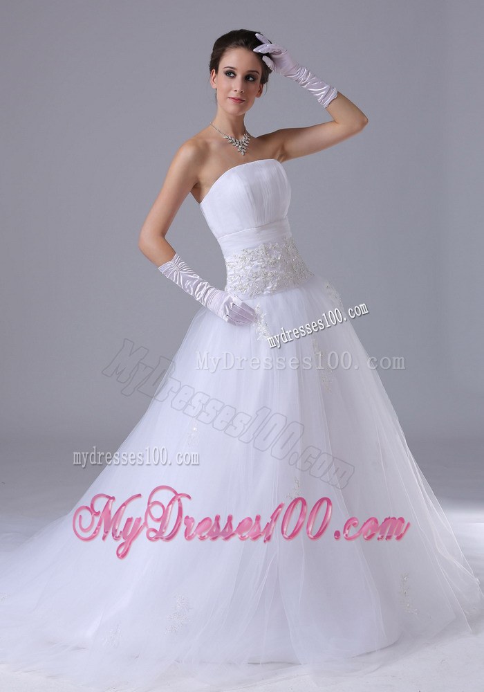 Beaded Decorate Waist Strapless Garden Wedding Dresses for 2013