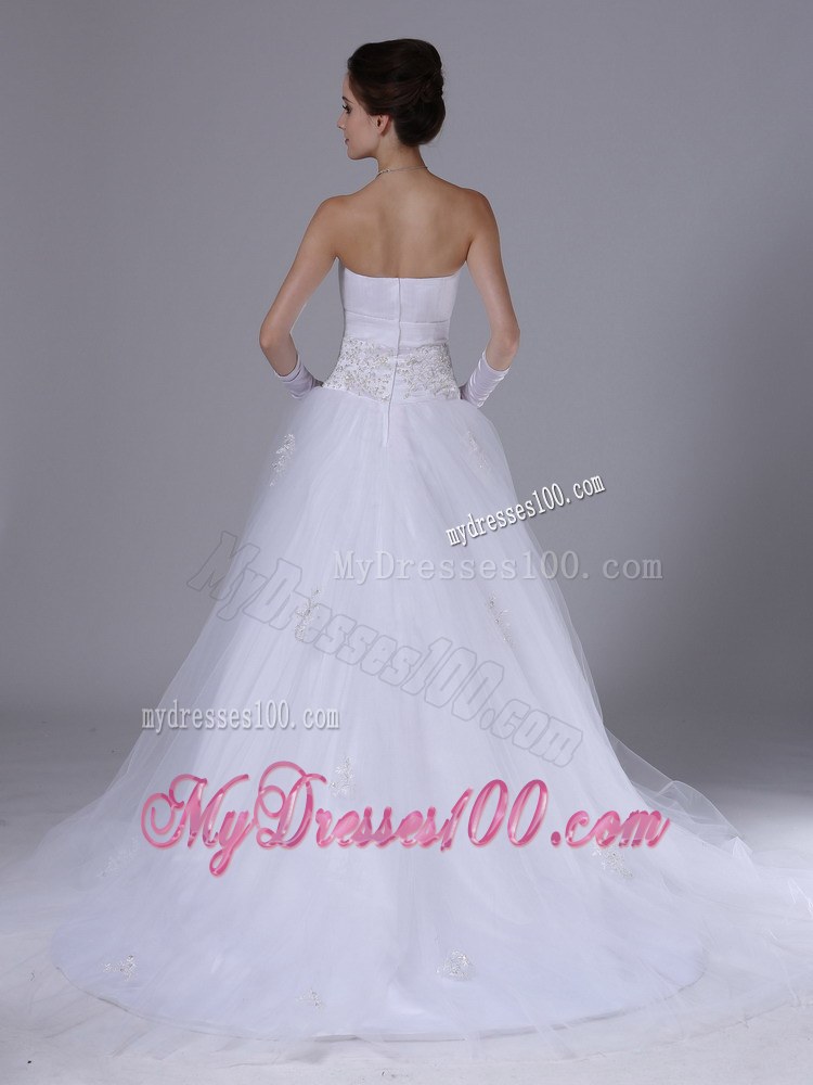 Beaded Decorate Waist Strapless Garden Wedding Dresses for 2013