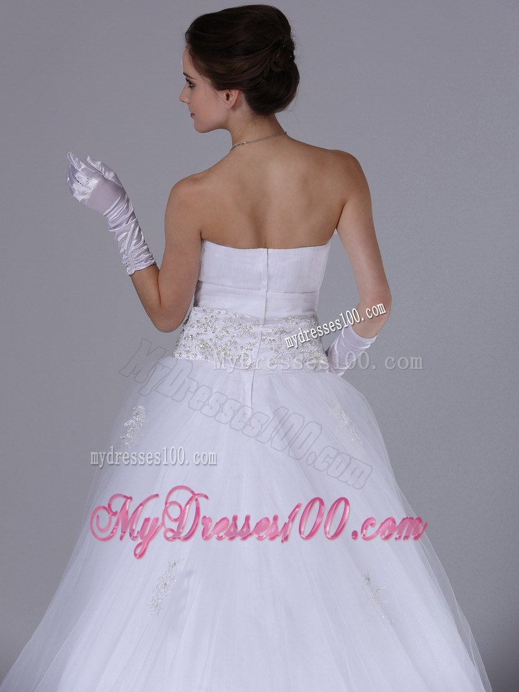 Beaded Decorate Waist Strapless Garden Wedding Dresses for 2013