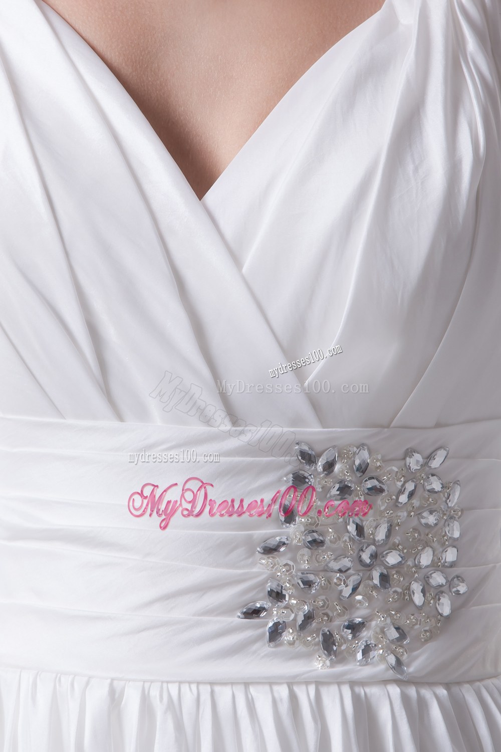 Beading Brush Train A-Line Straps Wedding Dress