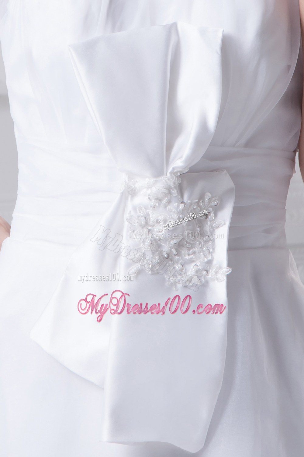 Beading Court Train Halter Pretty Wedding Dress with Fitted Waist
