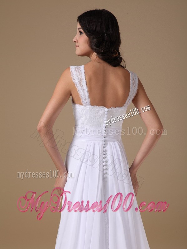 Beautiful Straps Court Train 2013 Lace Wedding Dress with Clasp Handle
