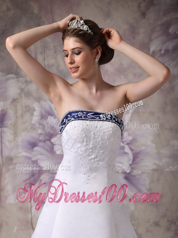Beautiful Strapless Court Train Wedding Dresses with Embroidery