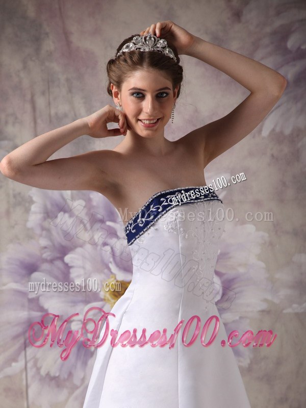 Beautiful Strapless Court Train Wedding Dresses with Embroidery