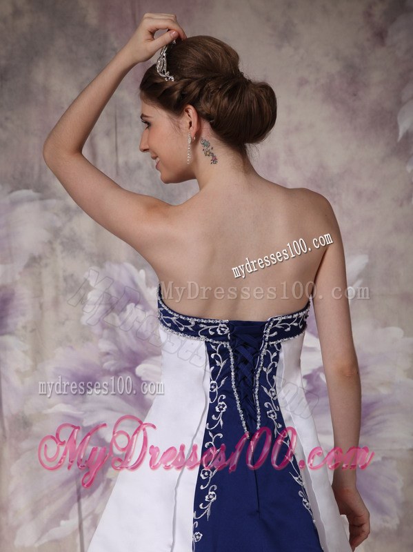 Beautiful Strapless Court Train Wedding Dresses with Embroidery