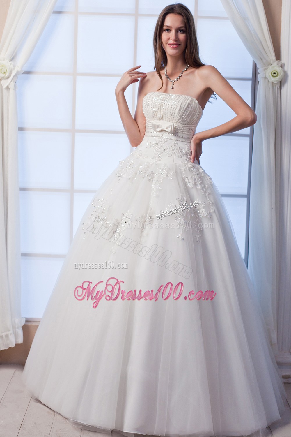 Best Strapless Beading and Hand Made Flowers Bridal Dresses