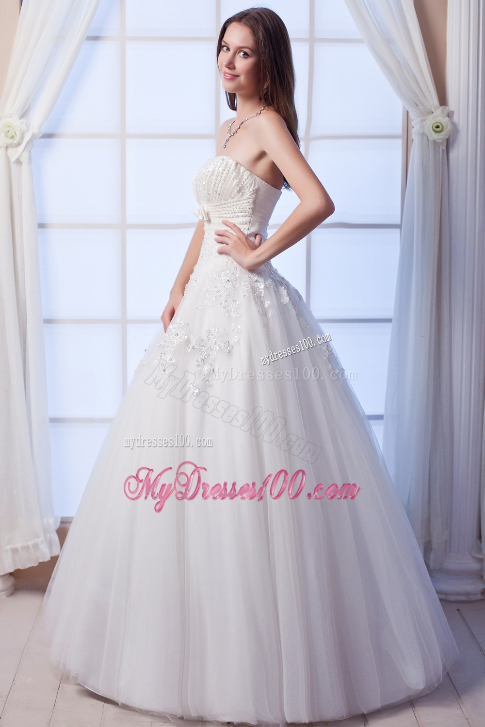 Best Strapless Beading and Hand Made Flowers Bridal Dresses