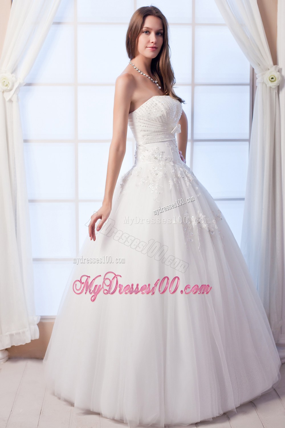 Best Strapless Beading and Hand Made Flowers Bridal Dresses
