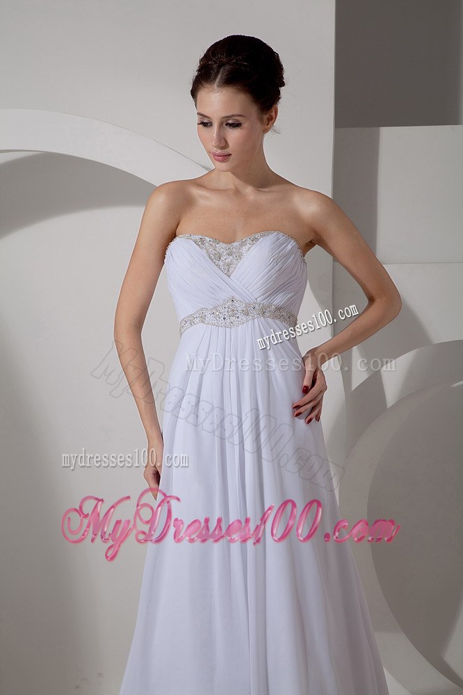 Best Column Sweetheart Court Train Appliques Wedding Dress for Beach