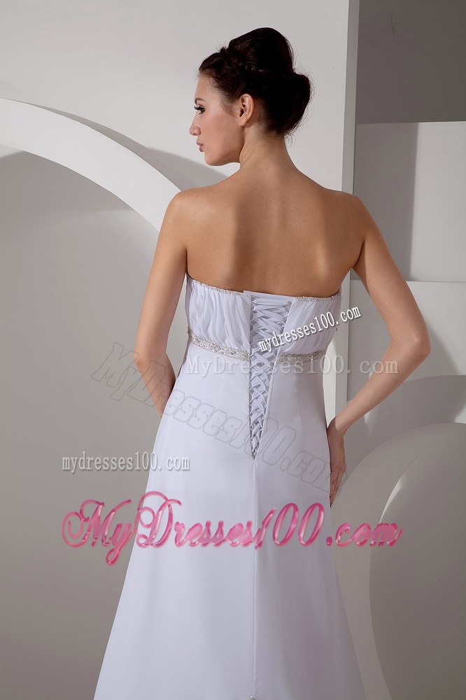Best Column Sweetheart Court Train Appliques Wedding Dress for Beach