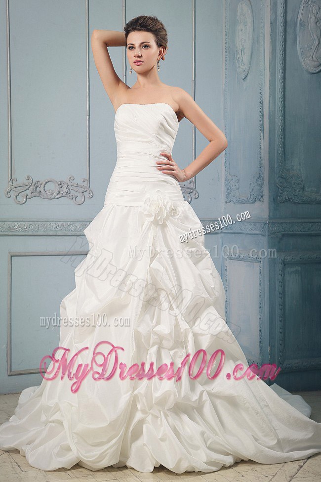 Brand New 2013 Wedding Dress With Pick-ups and Hand Made Flower 