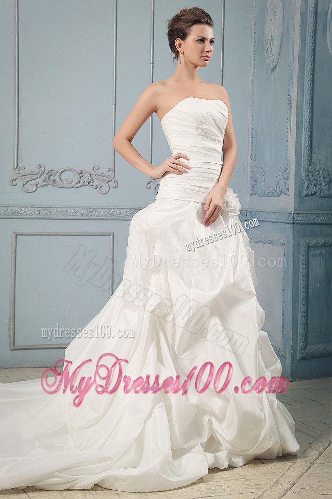 Brand New 2013 Wedding Dress With Pick-ups and Hand Made Flower 