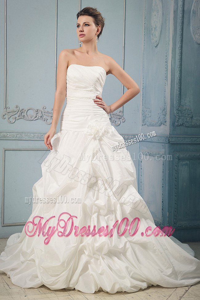 Brand New 2013 Wedding Dress With Pick-ups and Hand Made Flower 