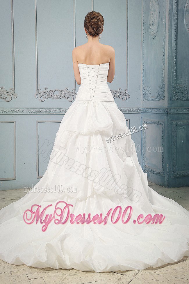 Brand New 2013 Wedding Dress With Pick-ups and Hand Made Flower 