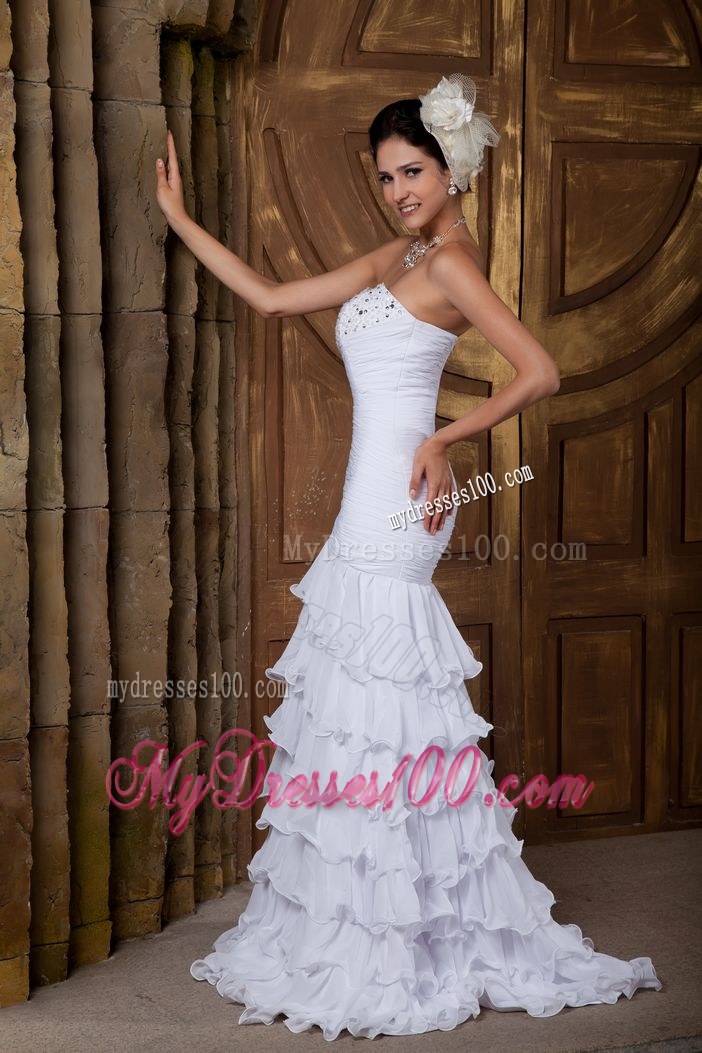 Brand New Sweetheart Brush Train Beaded Wedding Dresses for Garden