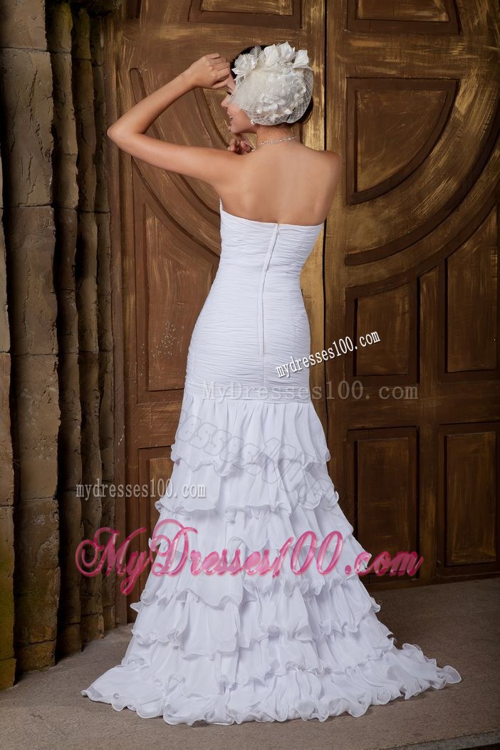 Brand New Sweetheart Brush Train Beaded Wedding Dresses for Garden