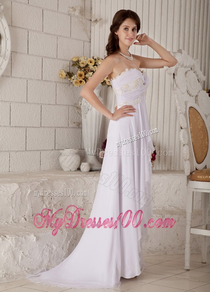 Brand New Empire Sweetheart Brush Train Appliques Wedding Dresses