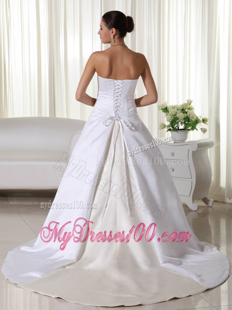 Cheap Strapless Court Train Simple Wedding Gowns On Sale