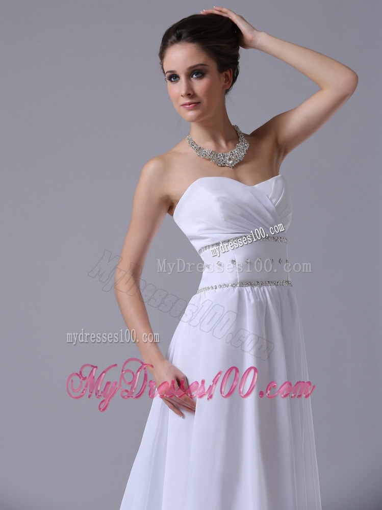 Beaded Decorate Waist Empire Fashionable Court Train Wedding Dresses
