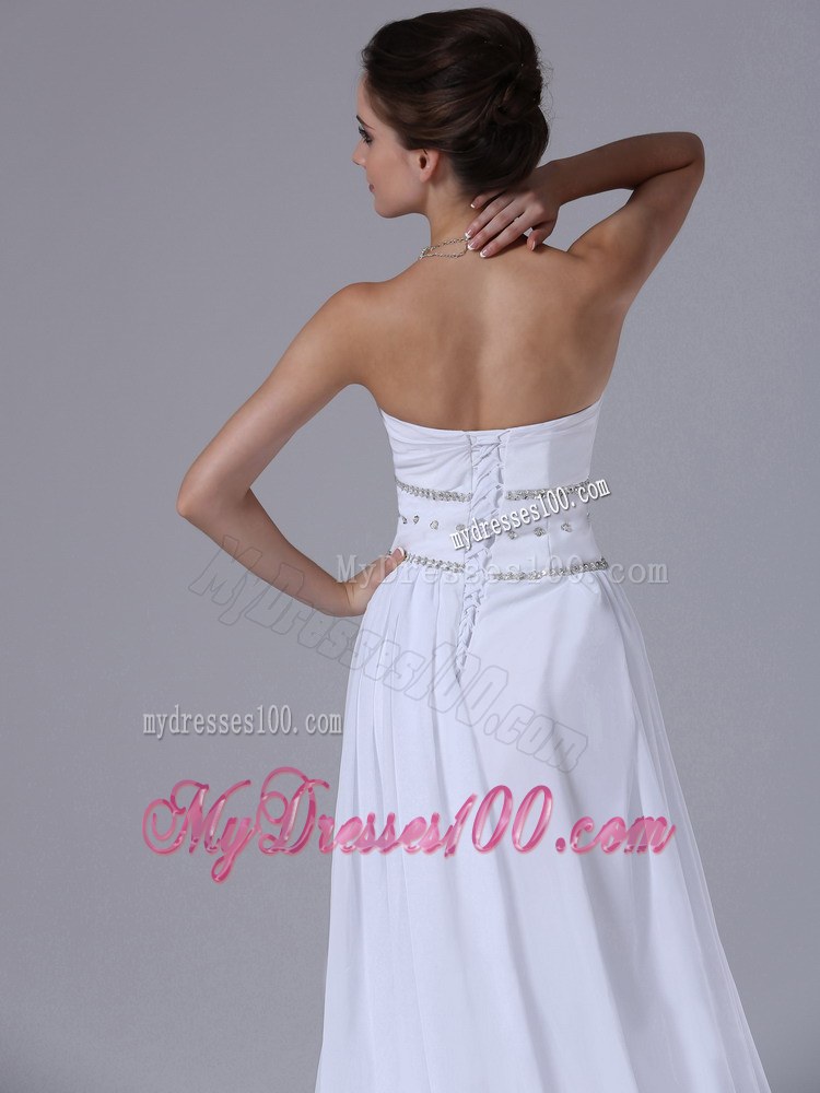 Beaded Decorate Waist Empire Fashionable Court Train Wedding Dresses