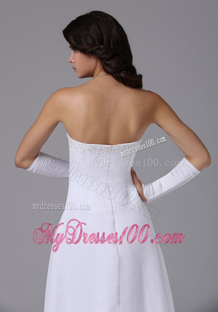 Popular Empire Strapless Cheap Wedding Dress with Chapel Train