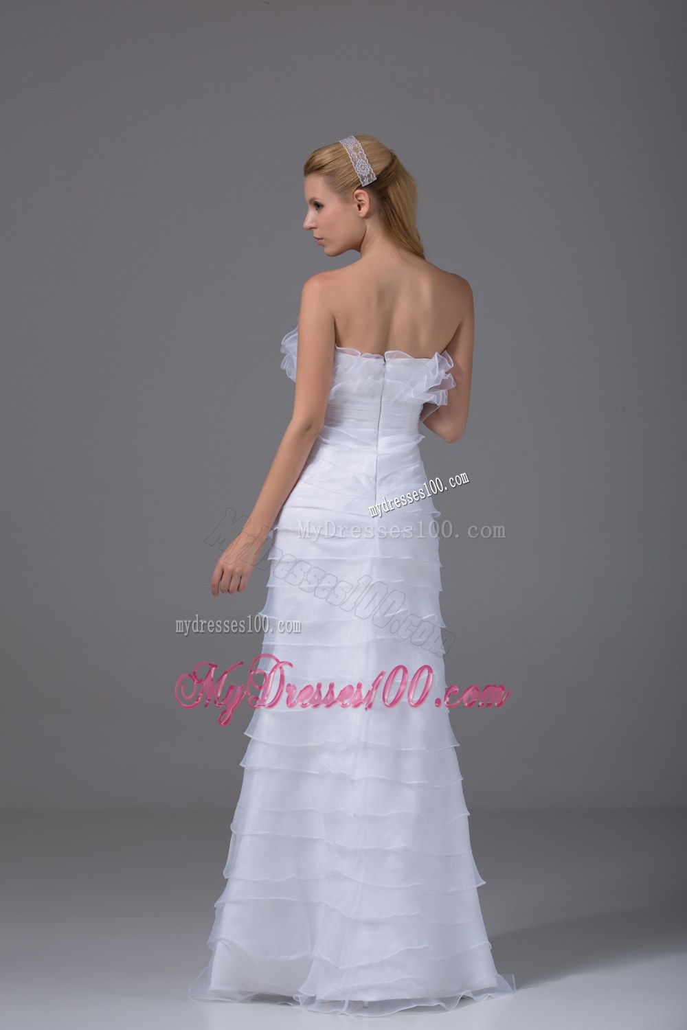 Column Strapless Ruffled Layers Unique Wedding Dress for 2013