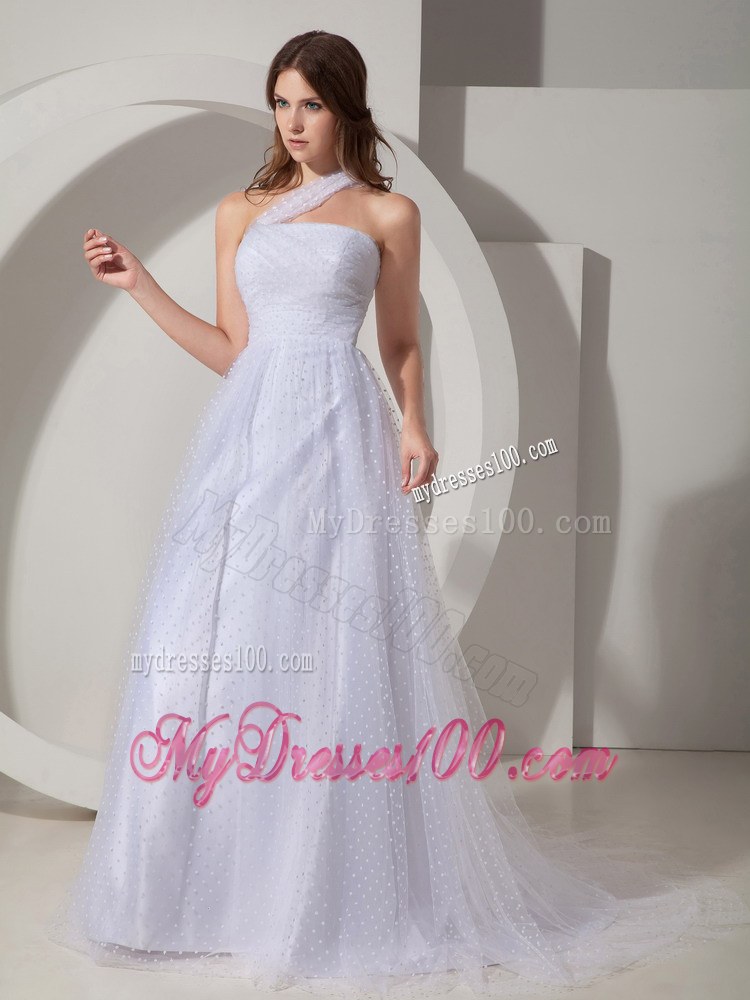 Modest Princess One Shoulder Court Train Cheap Wedding Dress