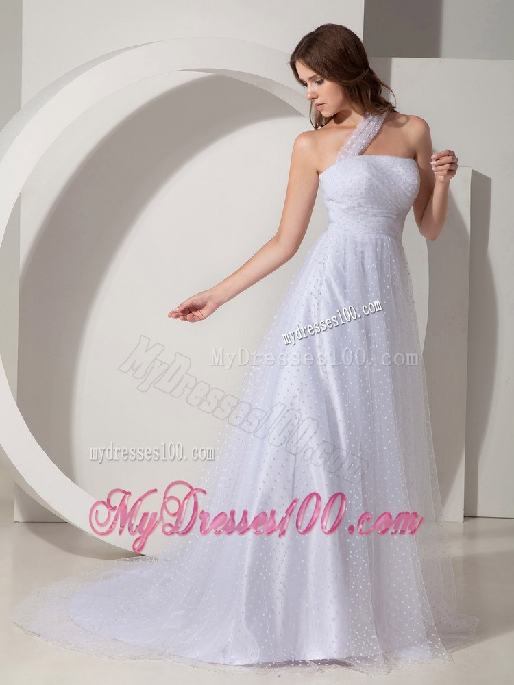 Modest Princess One Shoulder Court Train Cheap Wedding Dress