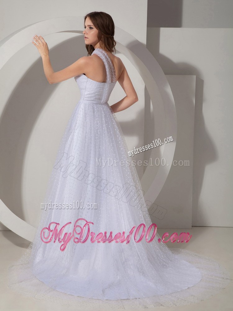 Modest Princess One Shoulder Court Train Cheap Wedding Dress