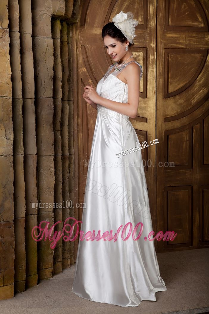 Custom Made V-neck Floor-length Beaded Ruching Bridal Dresses 2013