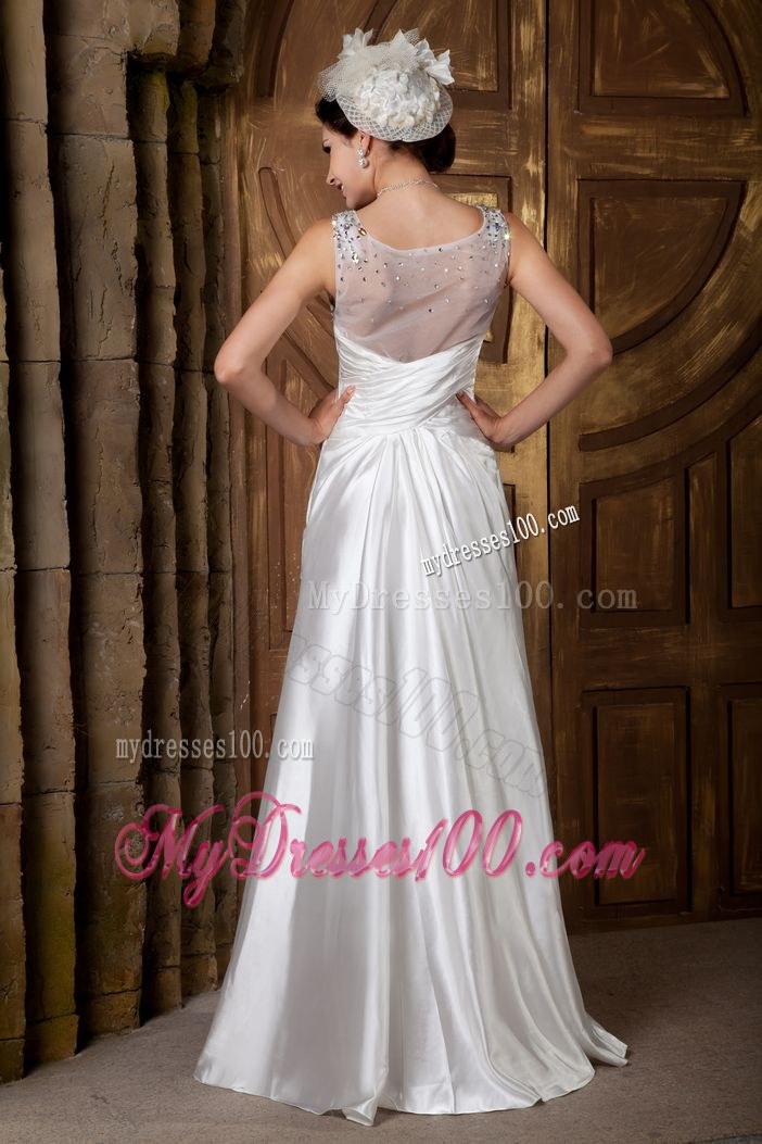 Custom Made V-neck Floor-length Beaded Ruching Bridal Dresses 2013