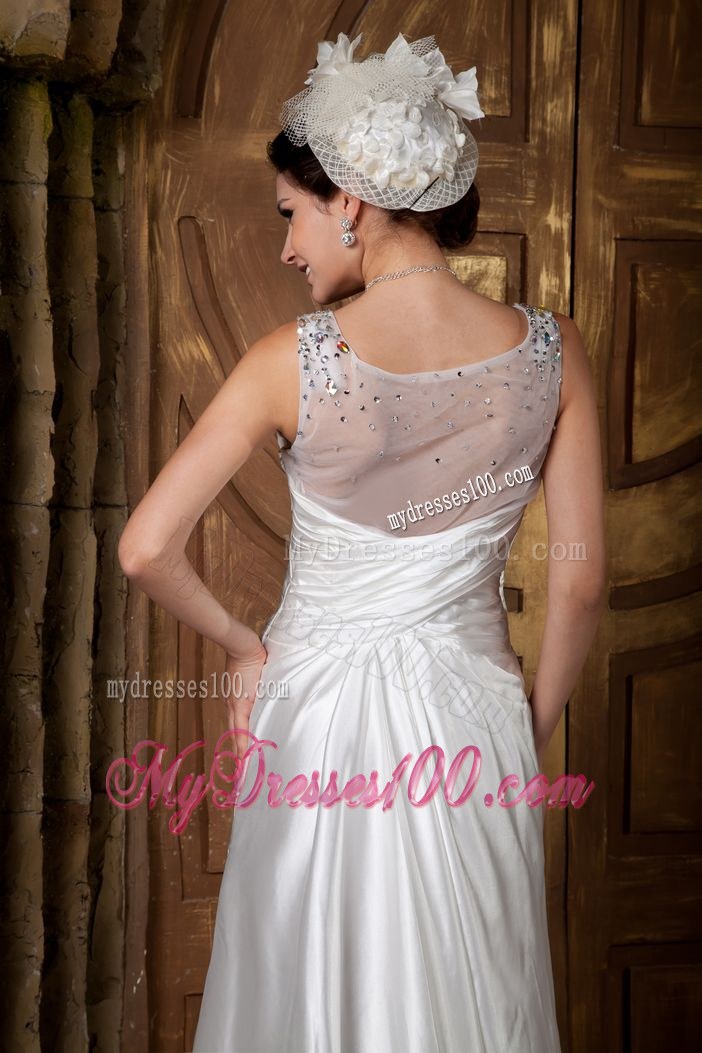 Custom Made V-neck Floor-length Beaded Ruching Bridal Dresses 2013