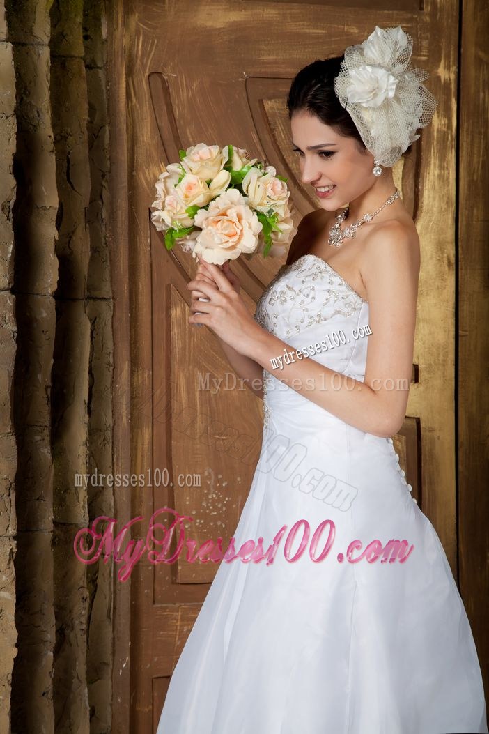 Customize Strapless Court Train Embroidery Wedding Dresses for 2013