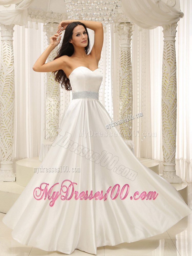 Simple Sweetheart 2013 Wedding Dress with Beaded Decorate Waist