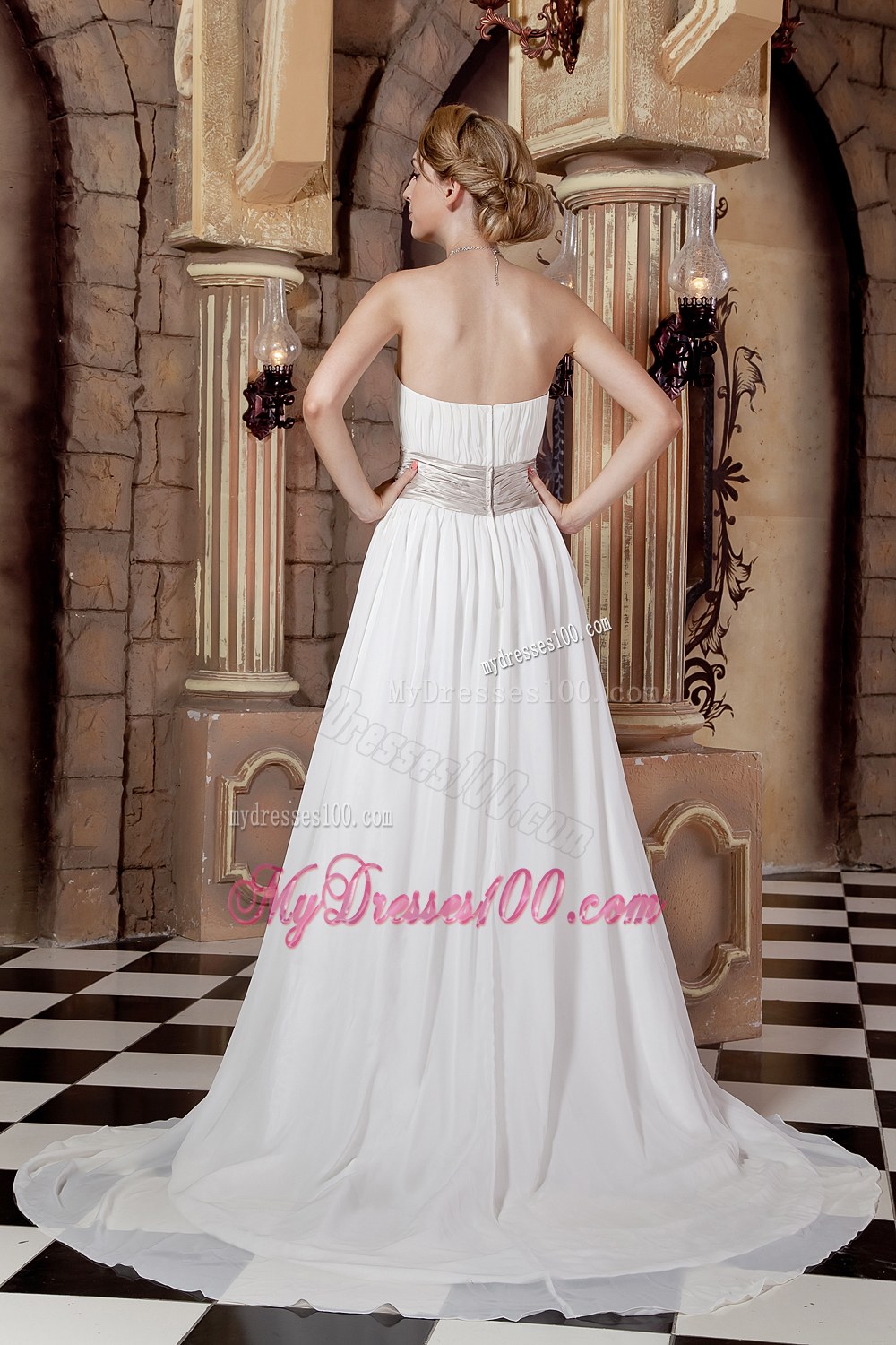 Elegant Strapless Court Train Beaded 2013 New Wedding Dresses