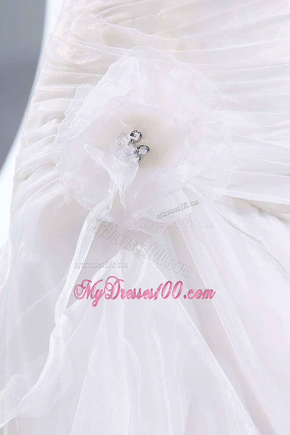 Elegant Strapless Court Train Ruched and Ruffles Bridal Dresses