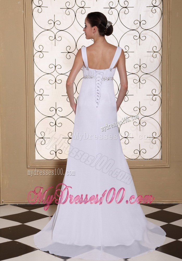 Elegant White Wedding Dress For 2013 V-neck Beaded Decorate Bust