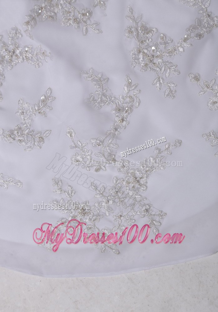 Embroidery Column Strapless Brush Train 2013 Wedding Dress for Cheap