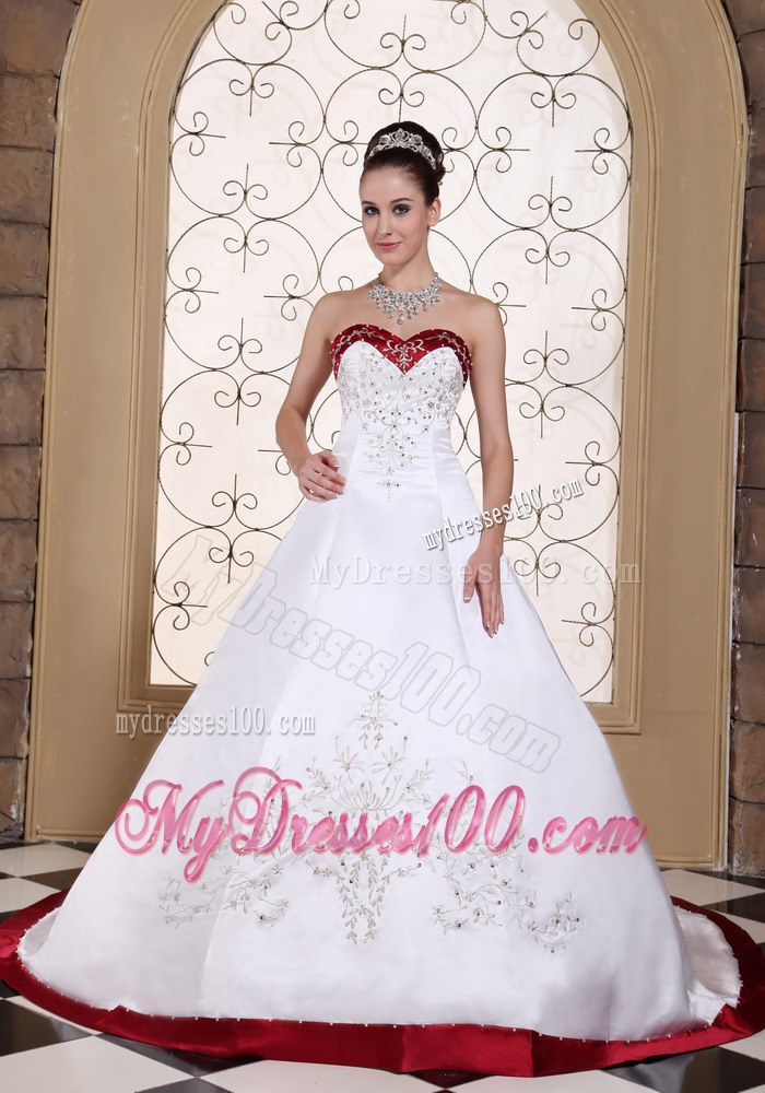 Modest Chapel Train For Wedding Dresses with Embroidery and Beading