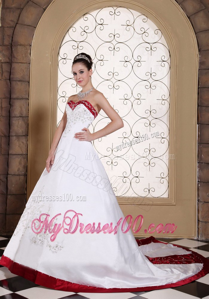 Modest Chapel Train For Wedding Dresses with Embroidery and Beading