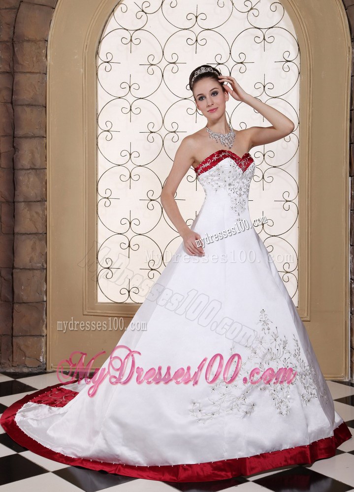 Modest Chapel Train For Wedding Dresses with Embroidery and Beading