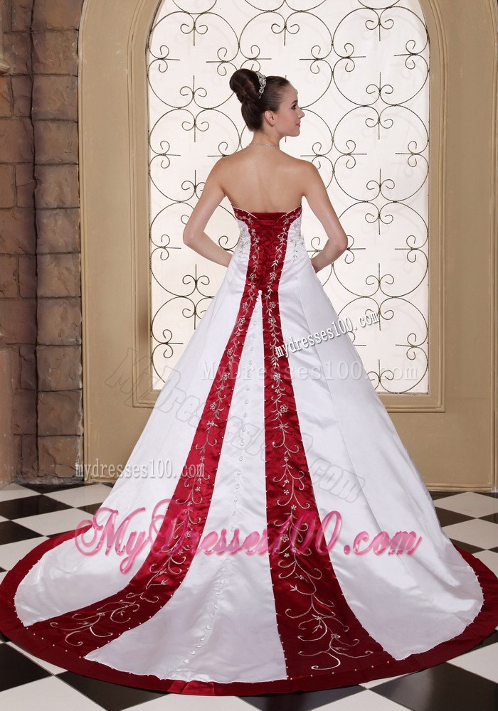 Modest Chapel Train For Wedding Dresses with Embroidery and Beading